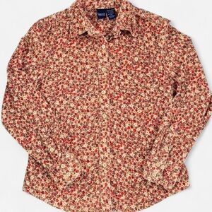Vintage Basic Editions Multicolored Floral Print Corduroy Button Down Shirt
